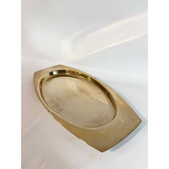 Vintage Kromex Brass Tray w/ Handles 10"x4.5" Trinket or Serving USA Made - Picture 7 of 7